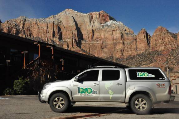 O dia amanheceu lindo no nosso hotel, ao lado do Zion National Park, em Utah, nos Estados Unidos